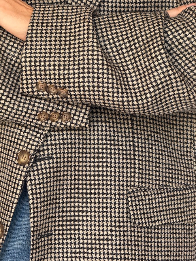 Vintage Houndstooth Oversized Wool Blazer 6588