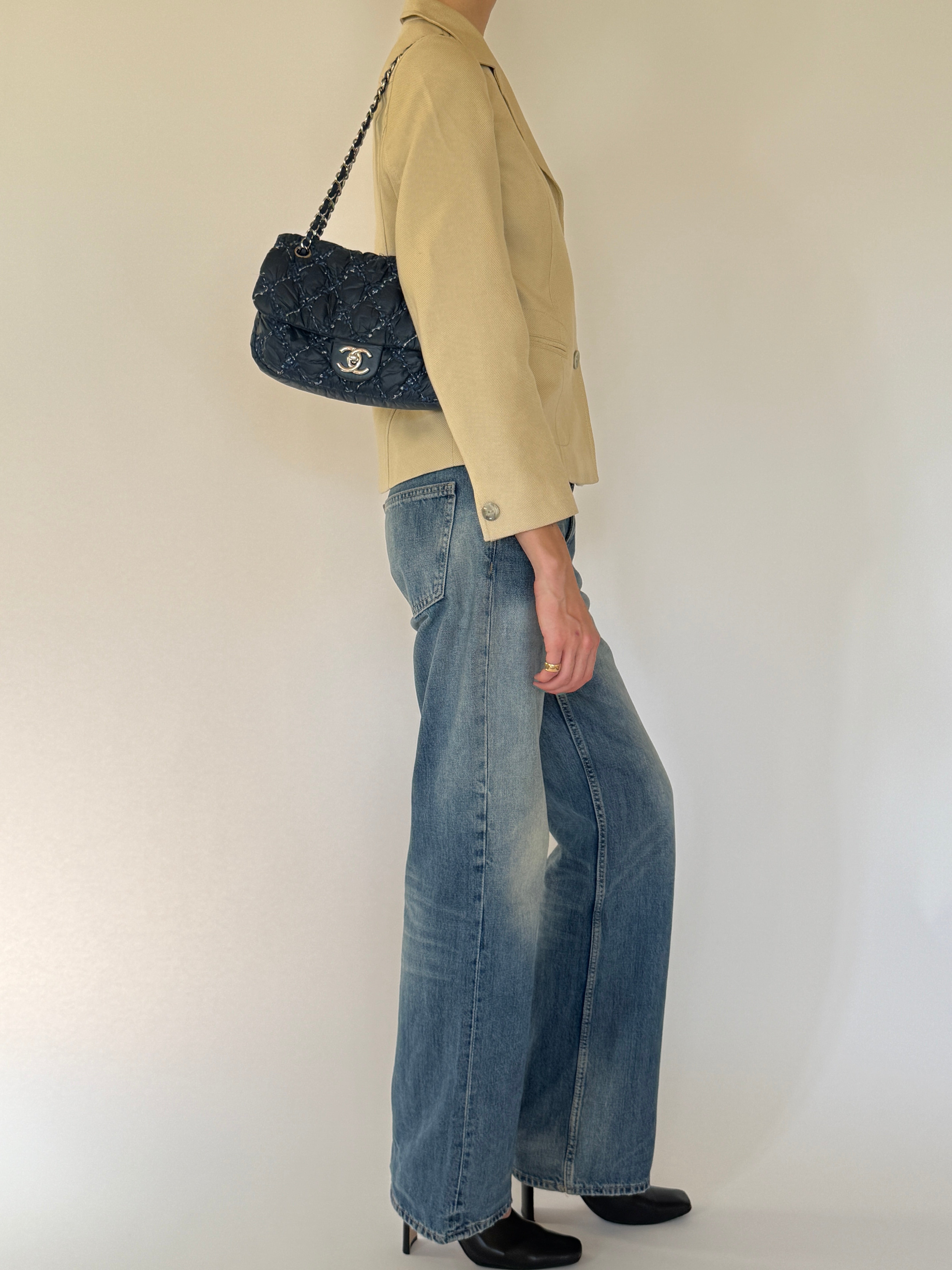 Vintage beige blazer side view