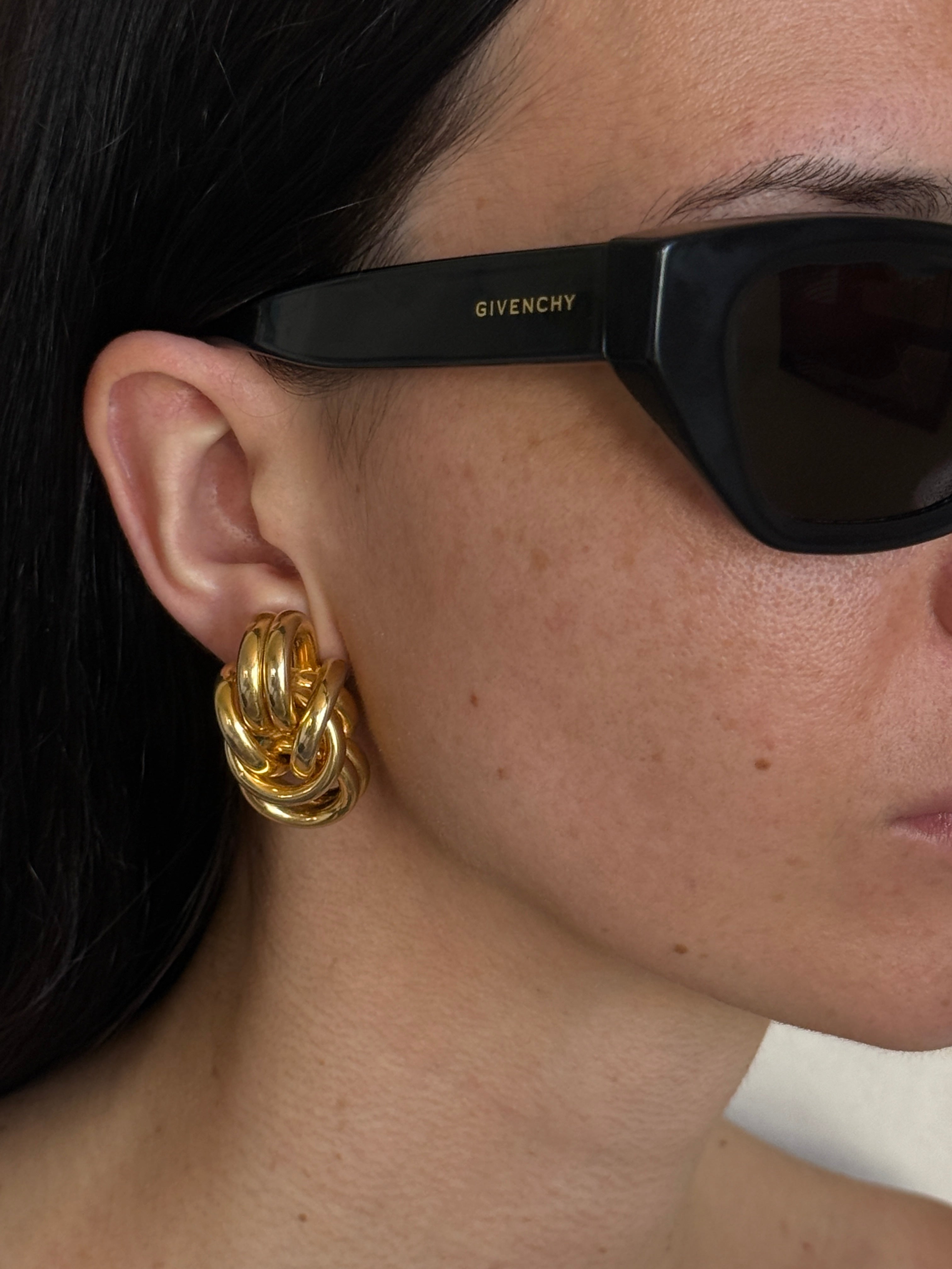 Vintage Gold Knot Clip-On Earrings