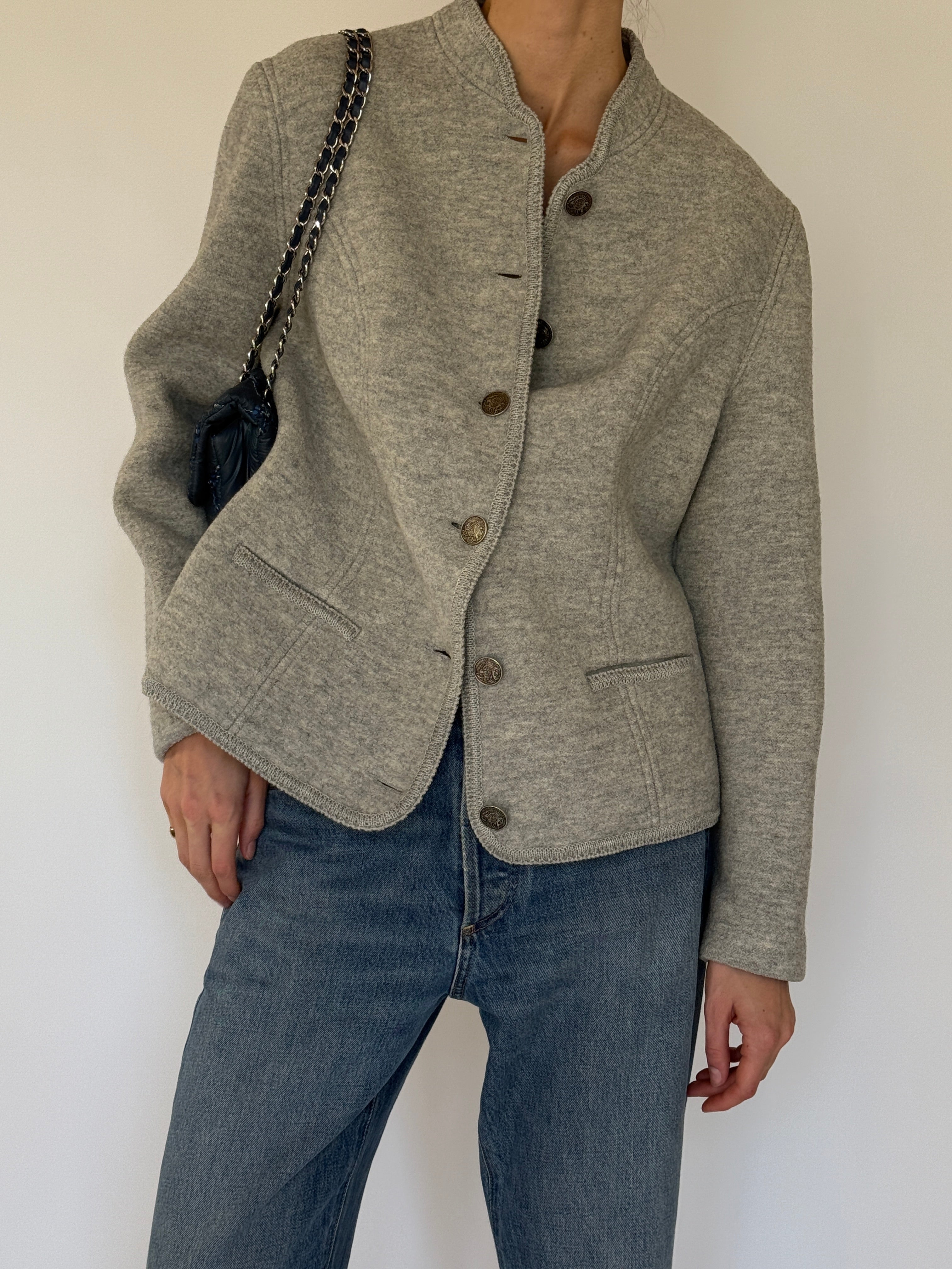 Vintage Wool Buttoned Jacket Gray 7460