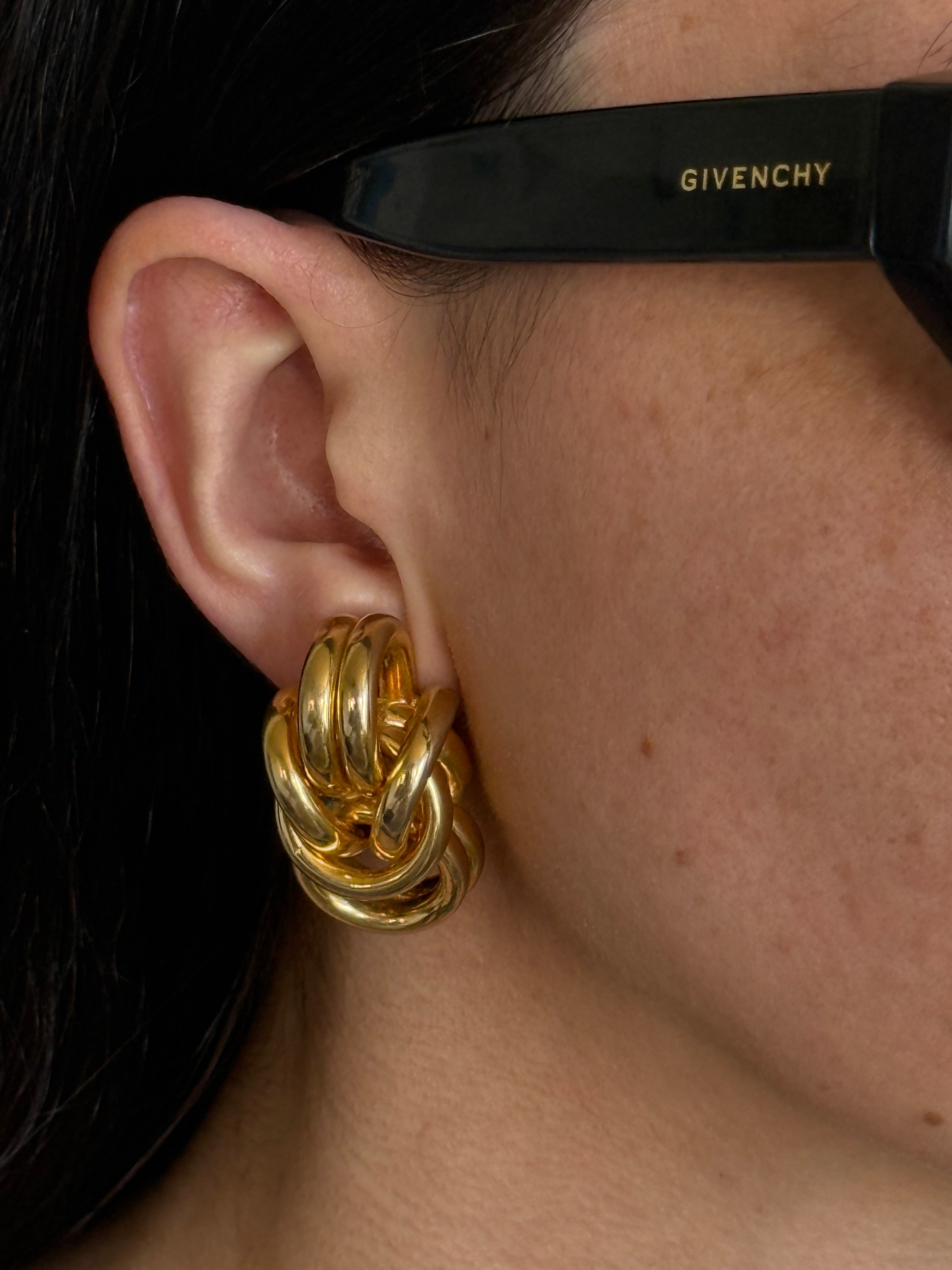 Vintage Gold Knot Clip-On Earrings