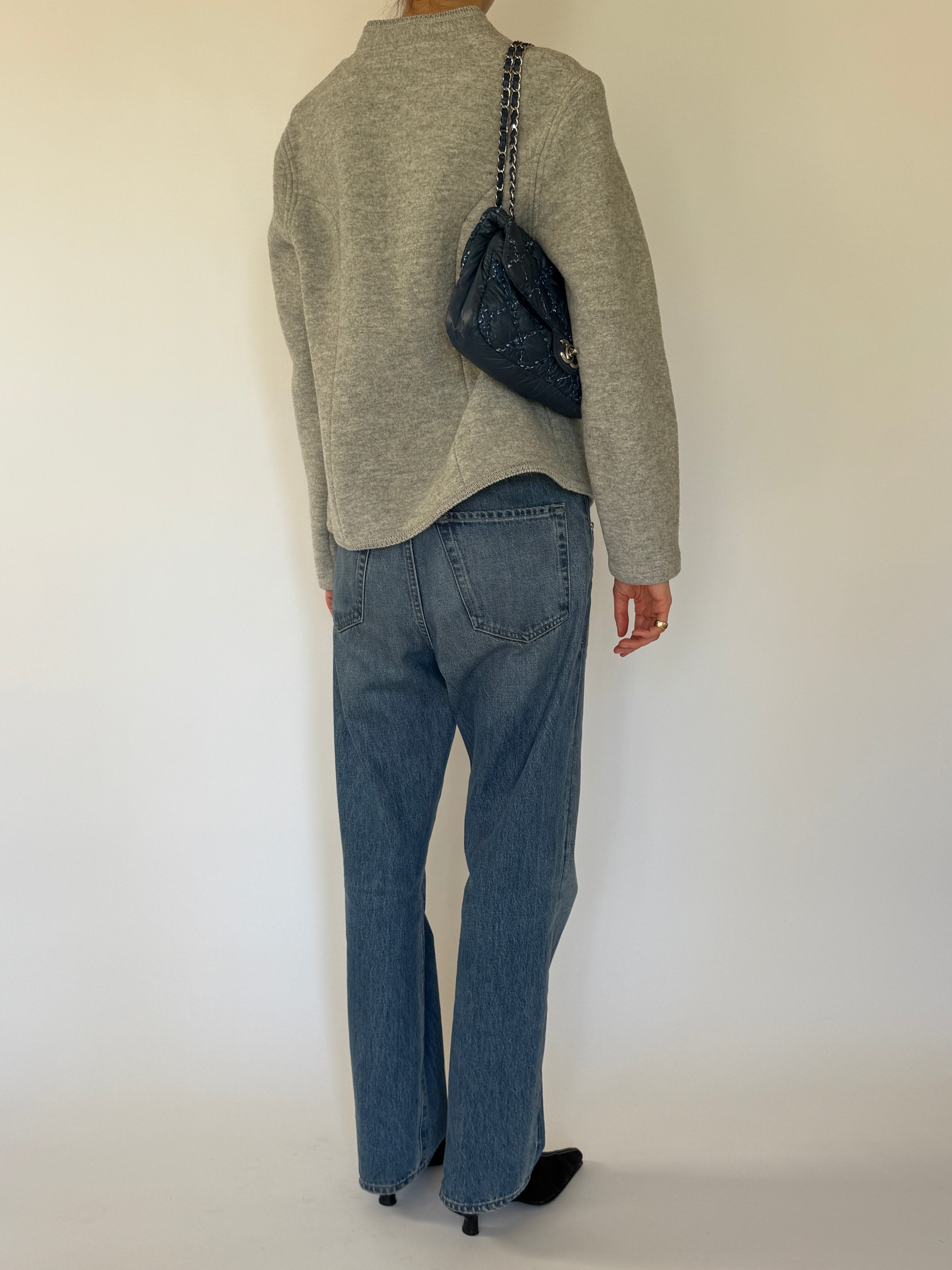 Vintage gray wool jacket back view