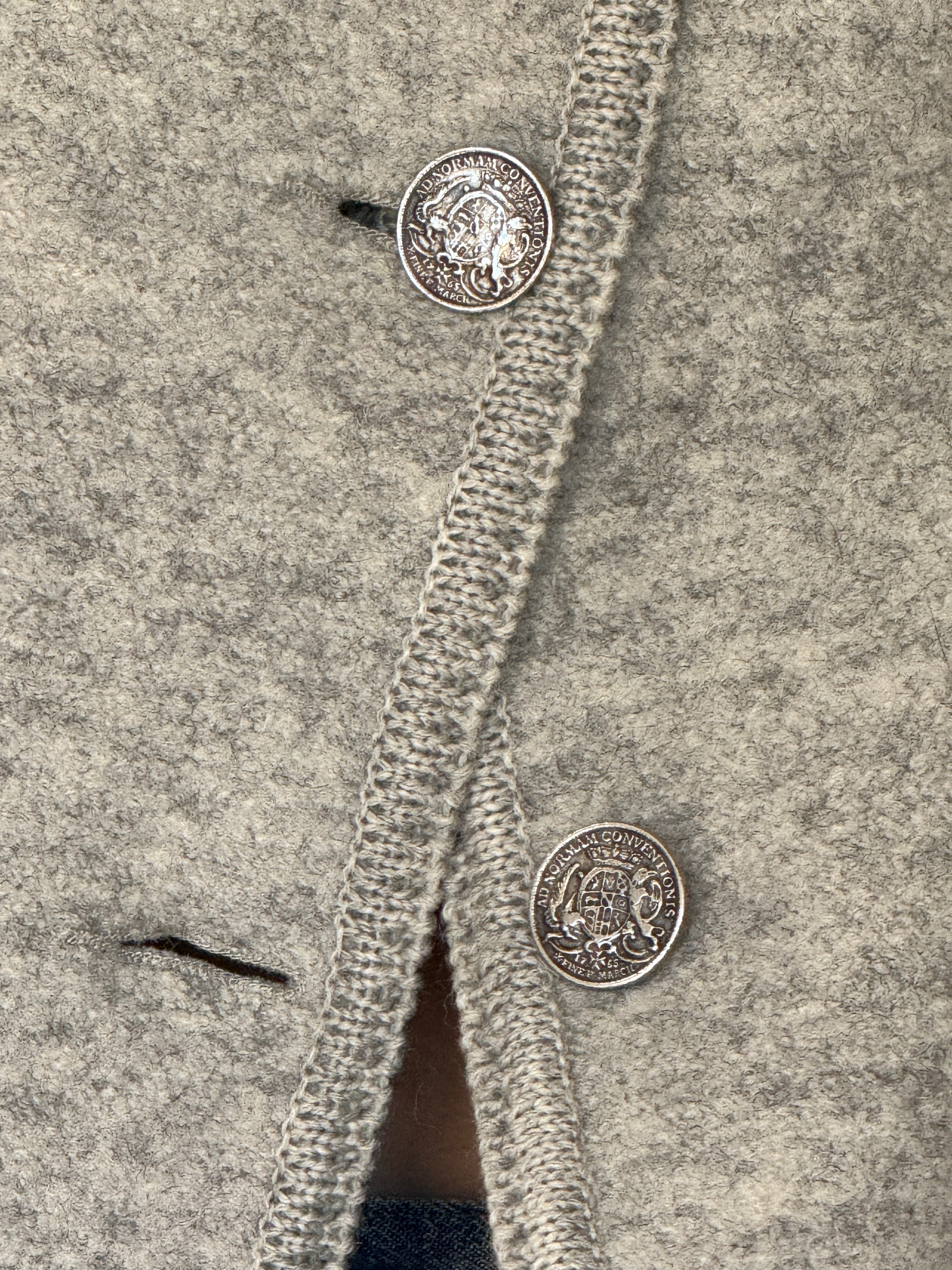 Vintage wool jacket gray button detail