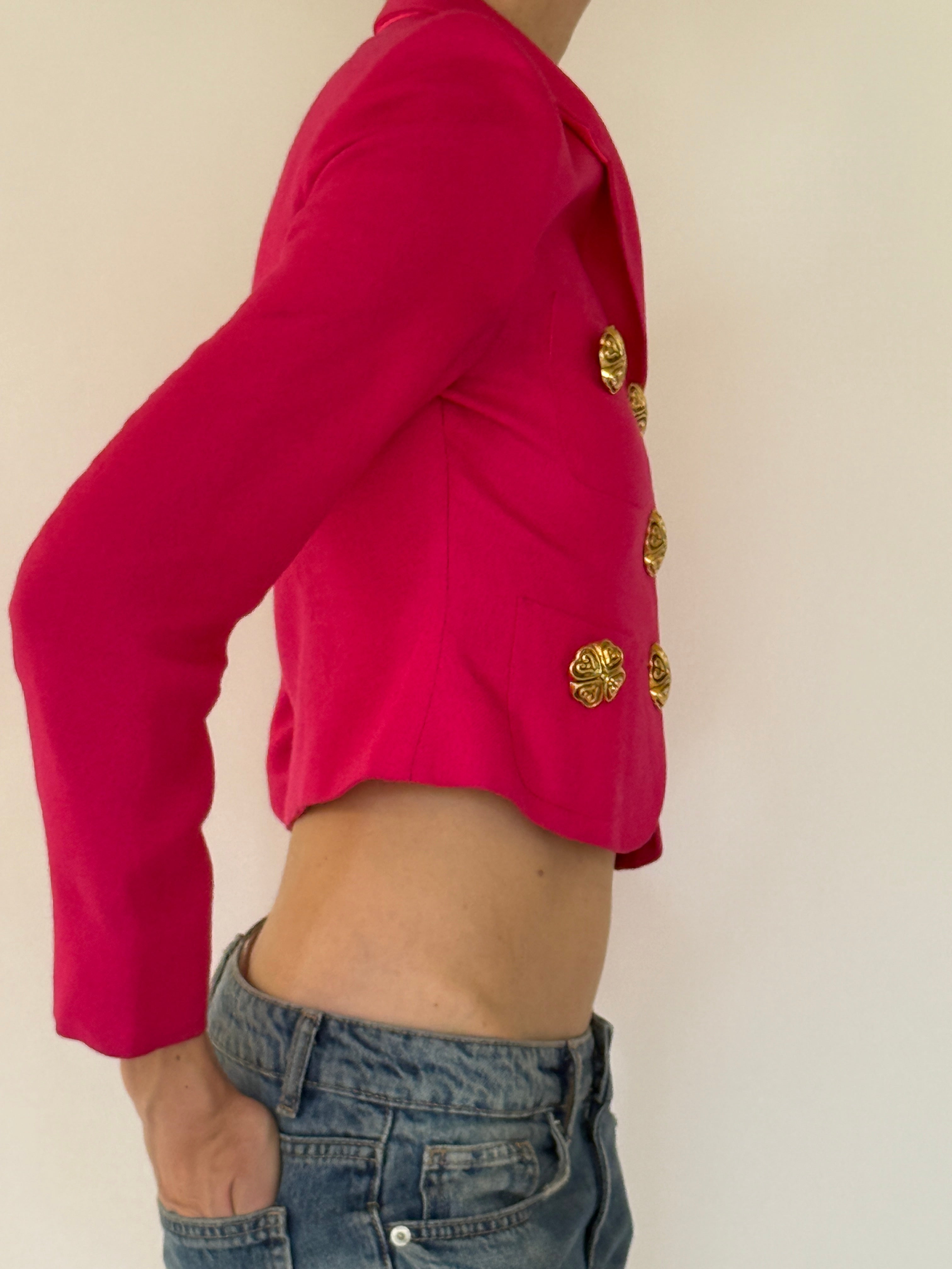 Vintage Moschino pink jacket fabric close-up