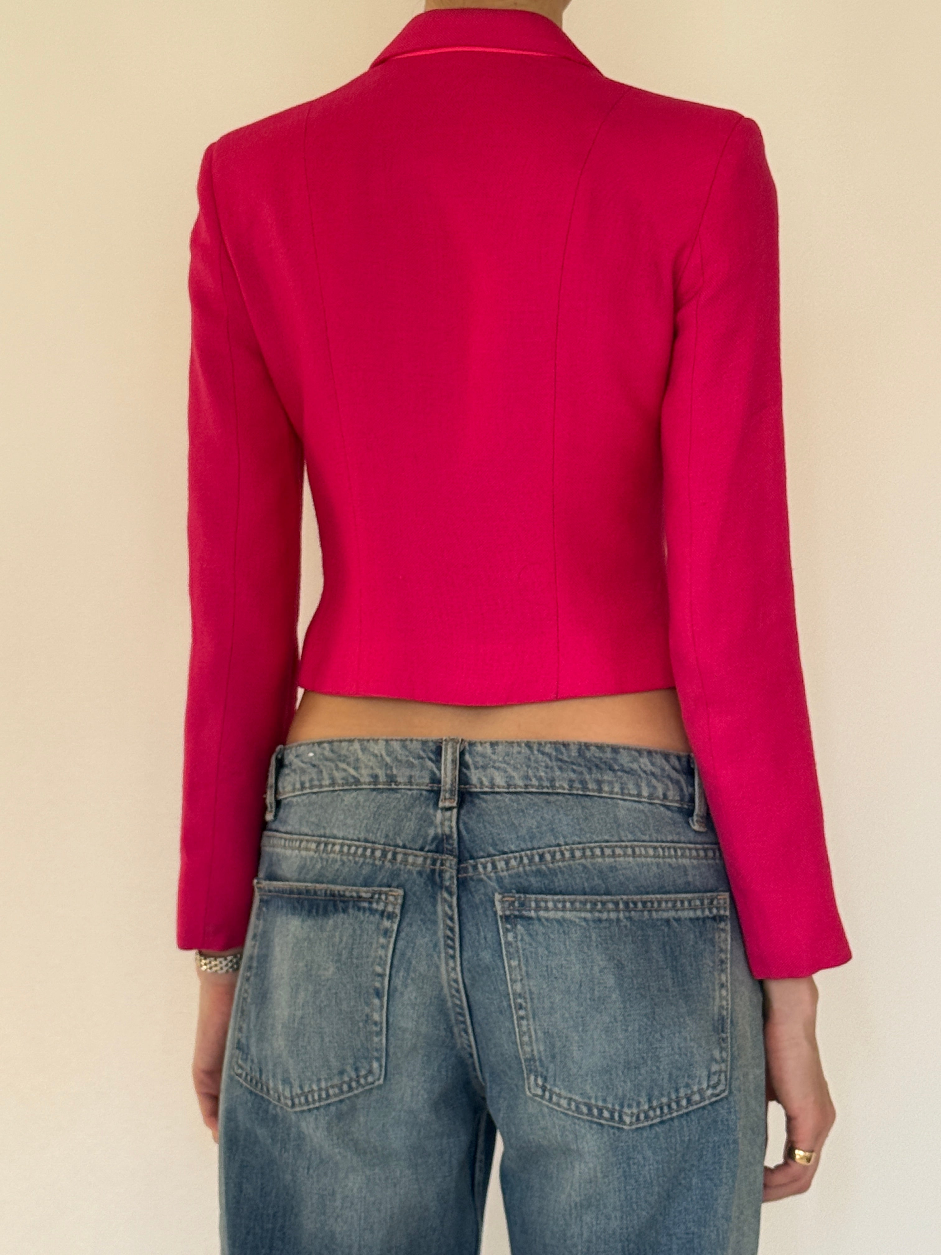 Vintage Moschino pink cropped jacket back view