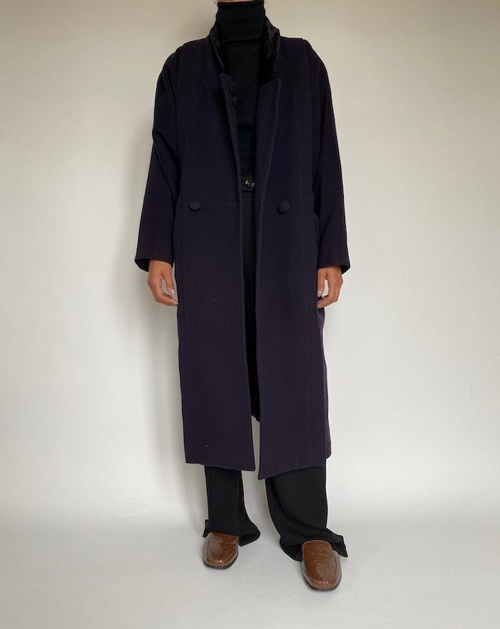 VINTAGE LONG NAVY COAT 2182