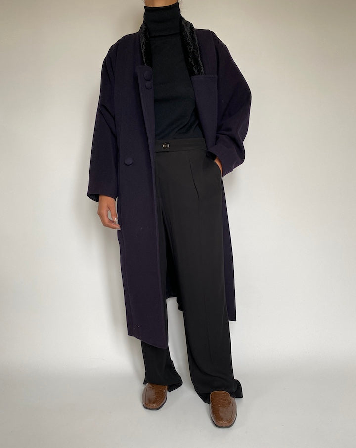 VINTAGE LONG NAVY COAT 2182