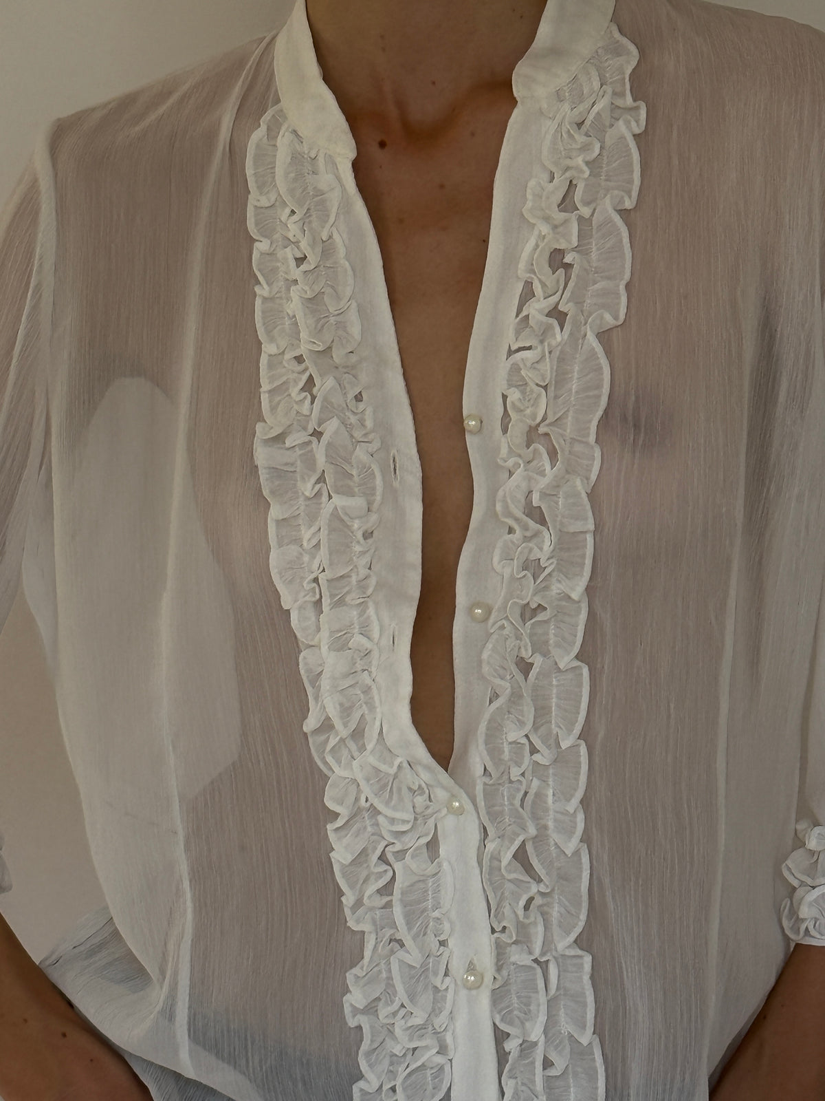 Vintage white blouse with pearl button details
