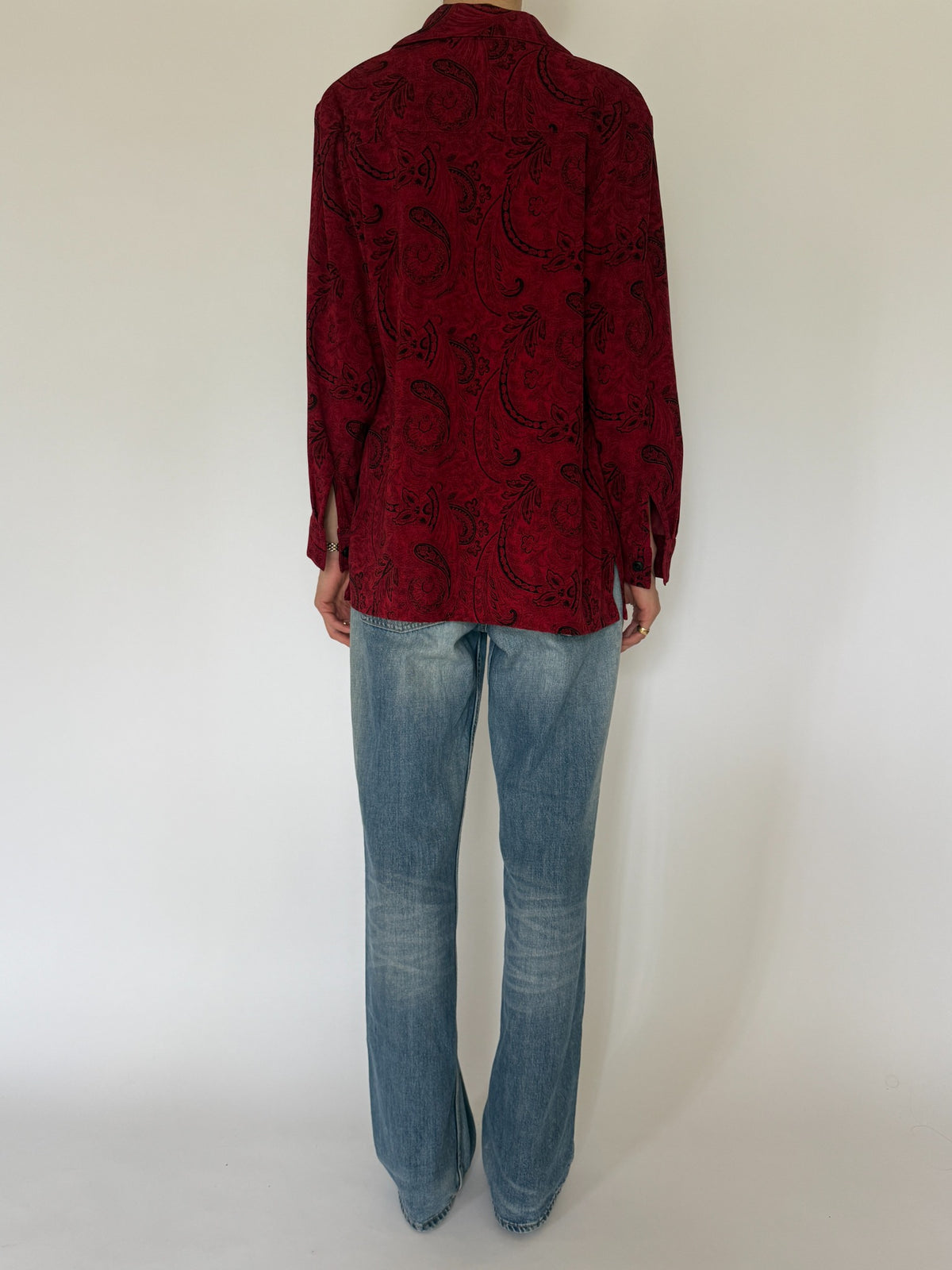 Vintage burgundy paisley shirt back view