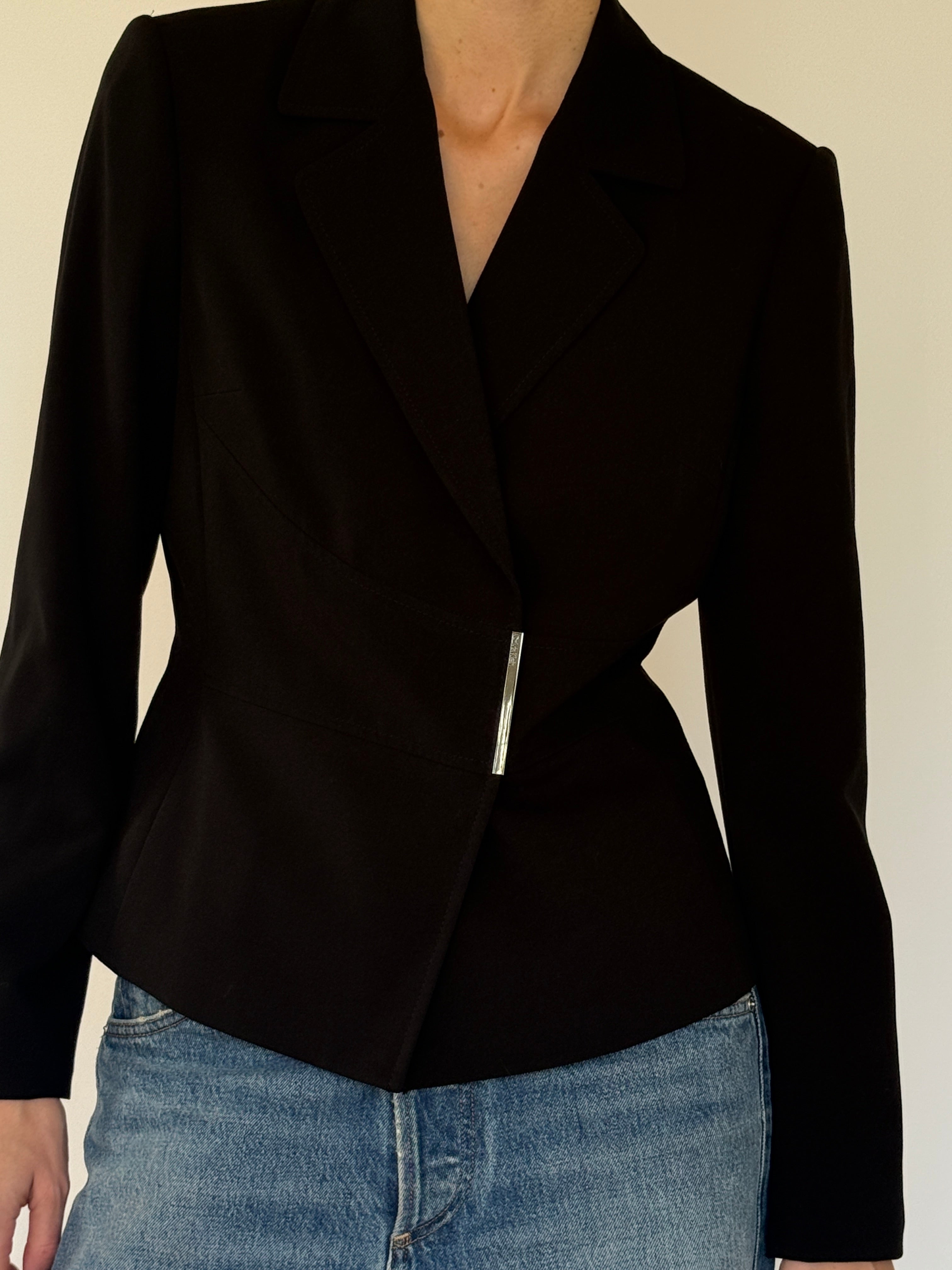 Vintage Calvin Klein blazer silver bar closure detail