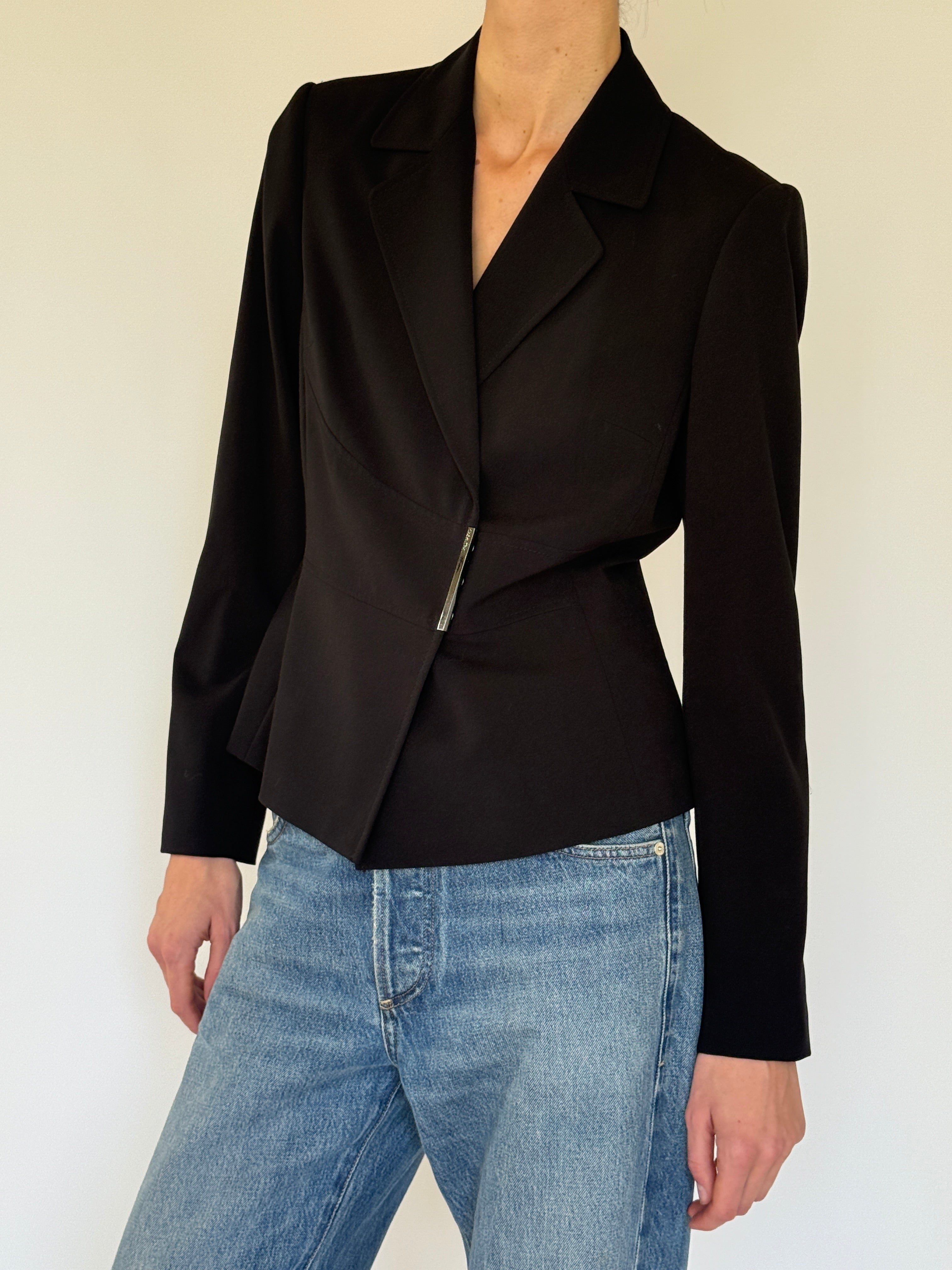Vintage Calvin Klein black tailored blazer front view