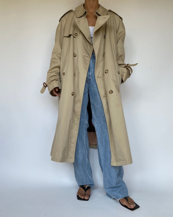 VINTAGE OVERSIZED BEIGE TRENCH COAT 3292