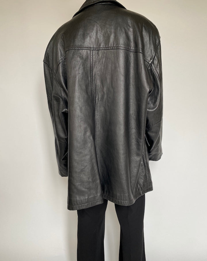 VINTAGE BLACK OVERSIZED LEATHER JACKET 2186