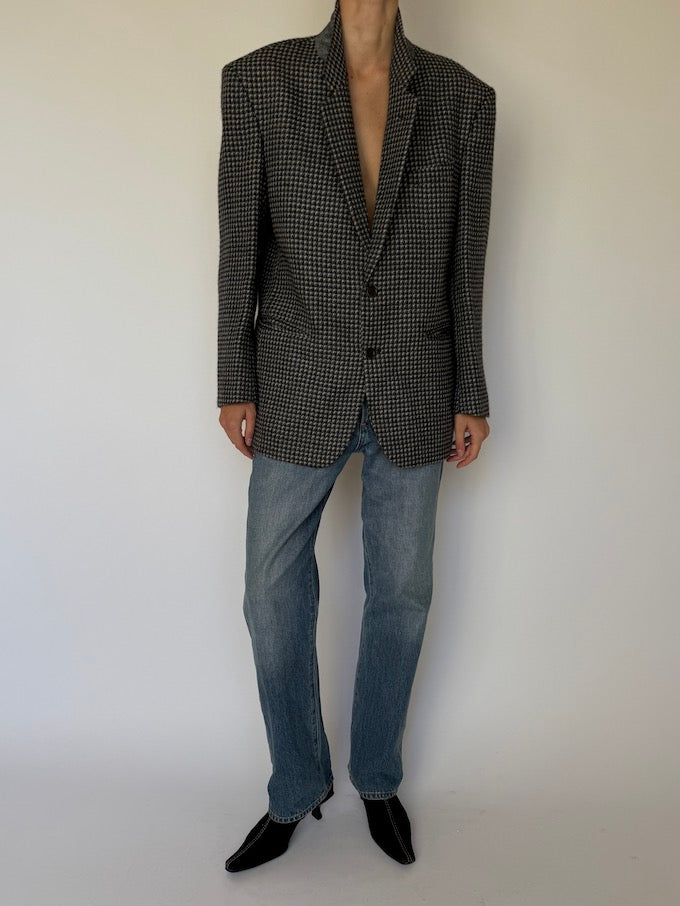 Vintage Houndstooth Wool Blazer 6594