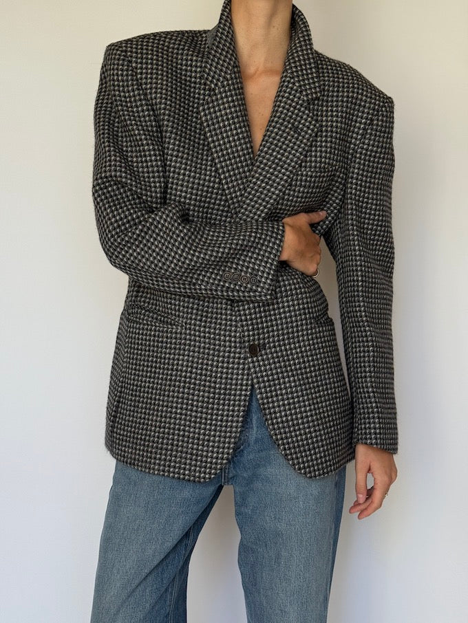 Vintage Houndstooth Wool Blazer 6594