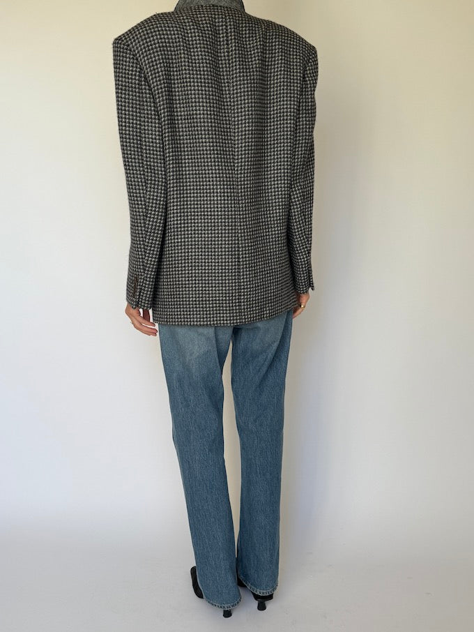 Vintage Houndstooth Wool Blazer 6594