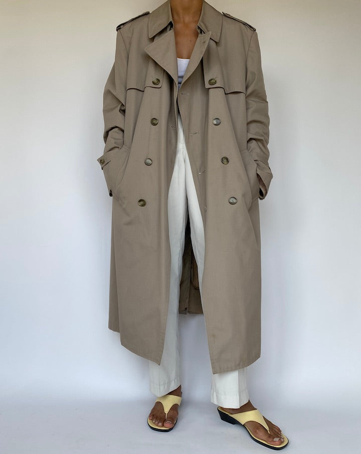 VINTAGE OVERSIZED BEIGE TRENCH COAT 3297
