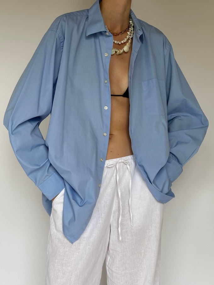 Vintage button-up shirt blue 6219
