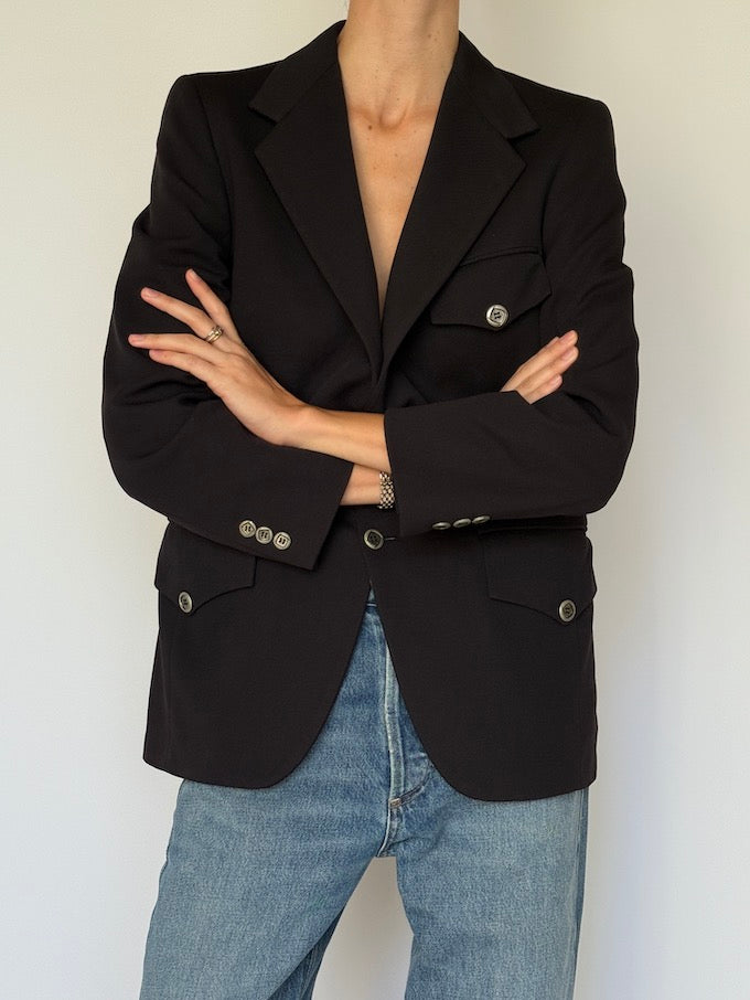 Vintage Structured Blazer Black 6595