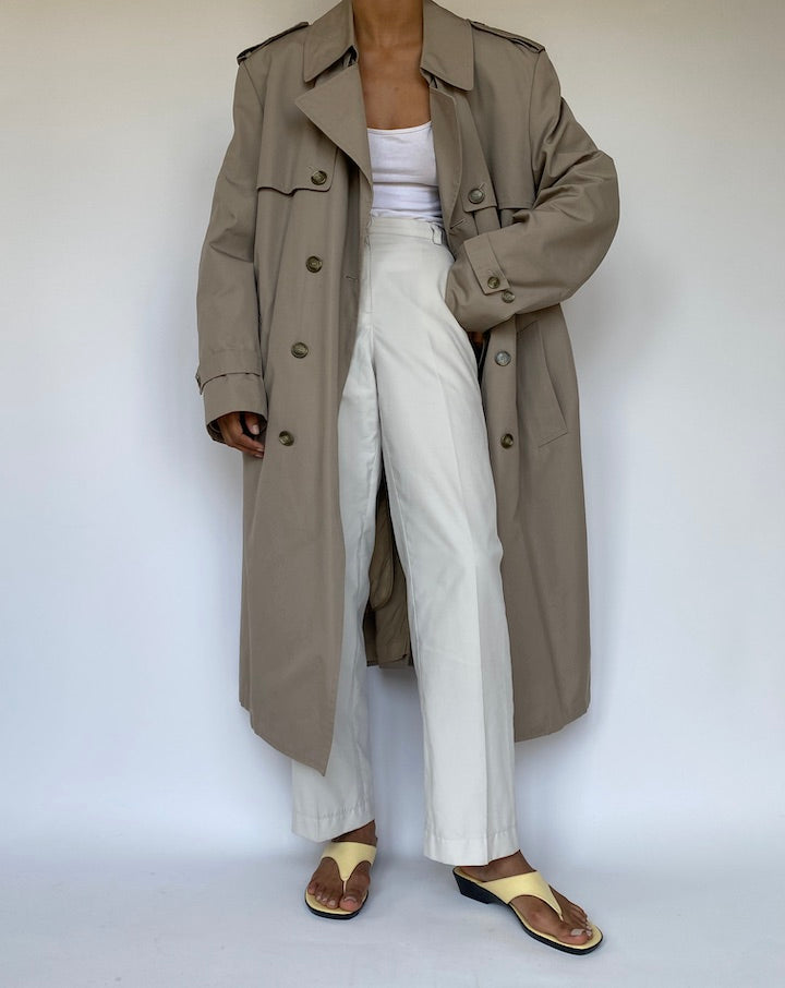 VINTAGE OVERSIZED BEIGE TRENCH COAT 3297