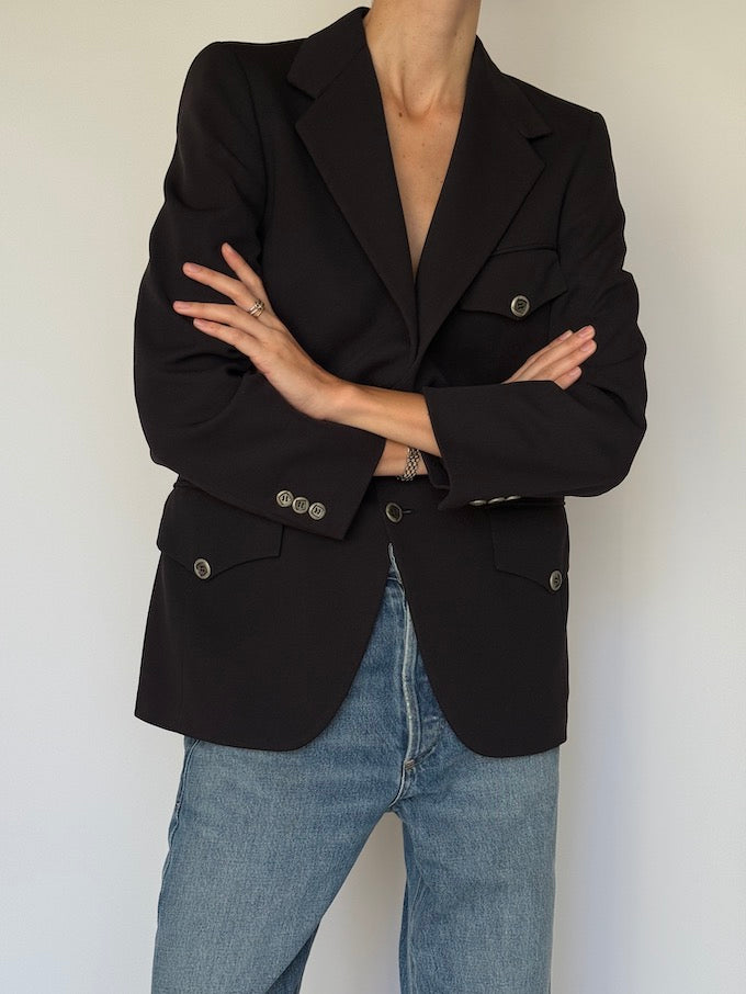 Vintage Structured Blazer Black 6595