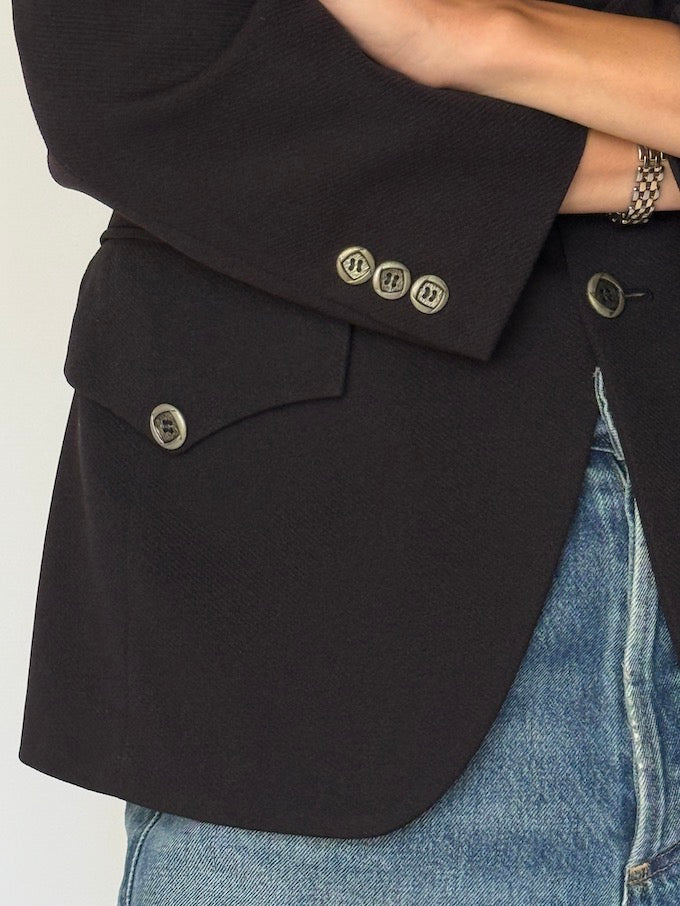Vintage Structured Blazer Black 6595