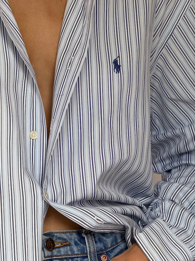 Vintage Striped Ralph Lauren Shirt Blue 6446