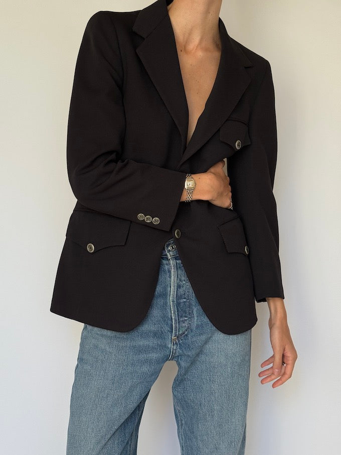 Vintage Structured Blazer Black 6595