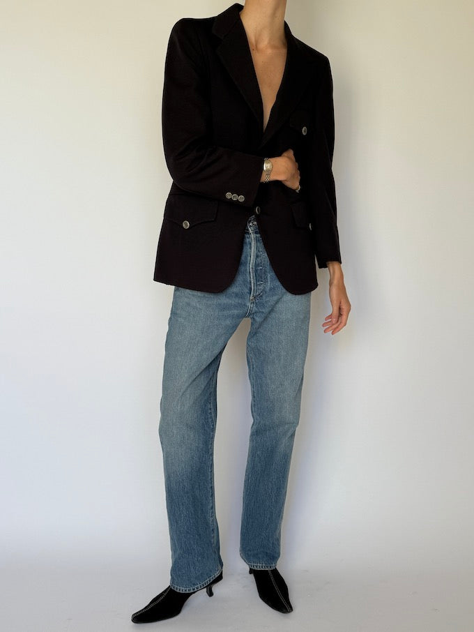 Vintage Structured Blazer Black 6595