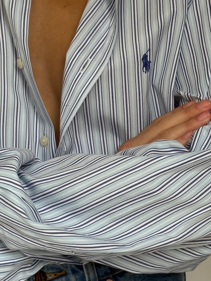 Vintage Striped Ralph Lauren Shirt Blue 6446
