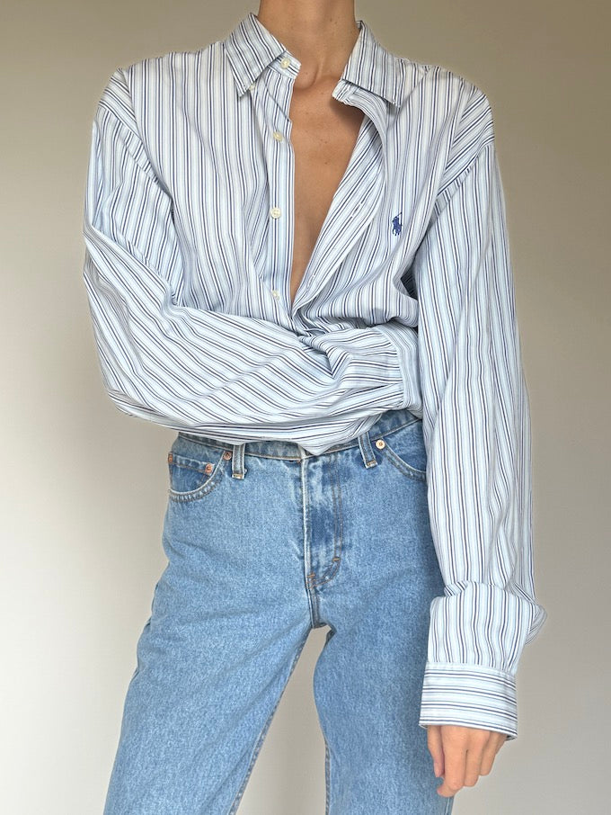 Vintage Striped Ralph Lauren Shirt Blue 6446