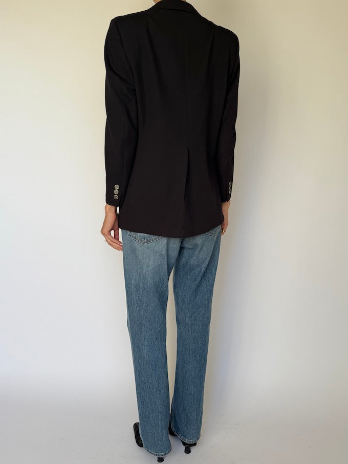 Vintage Structured Blazer Black 6595