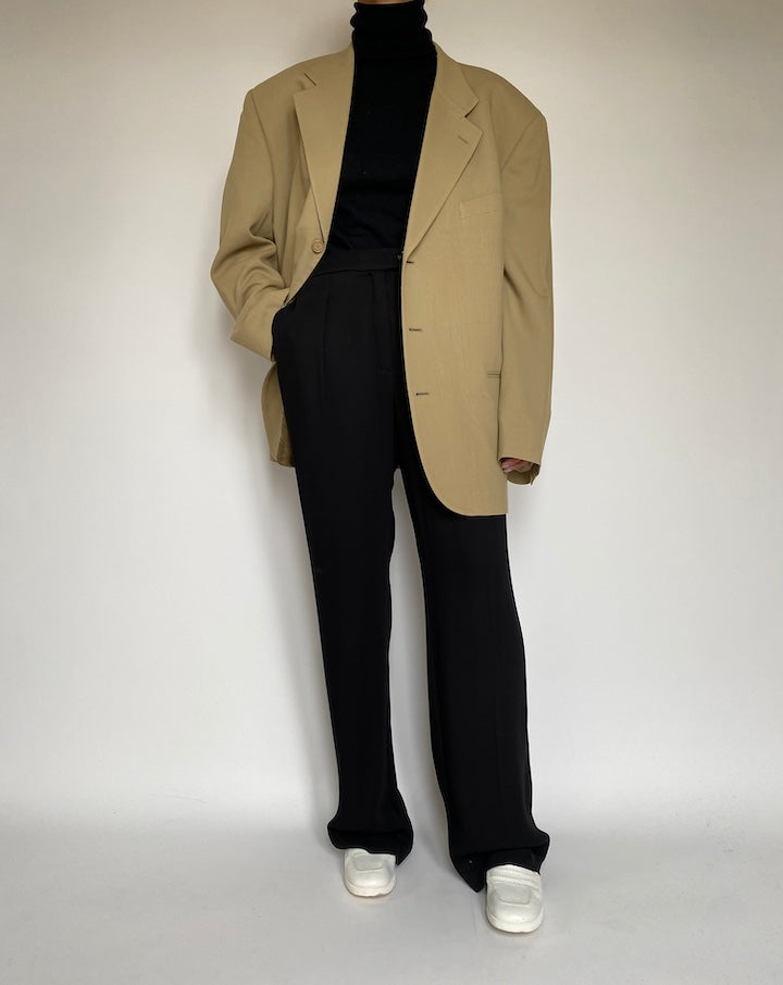 VINTAGE OVERSIZED BEIGE WOOL BLAZER 2194
