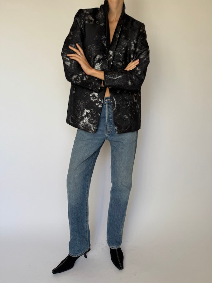 Vintage Floral Jacket Metallic & Black