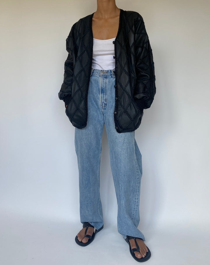 VINTAGE OVERSIZED CROCHET LEATHER JACKET 3301