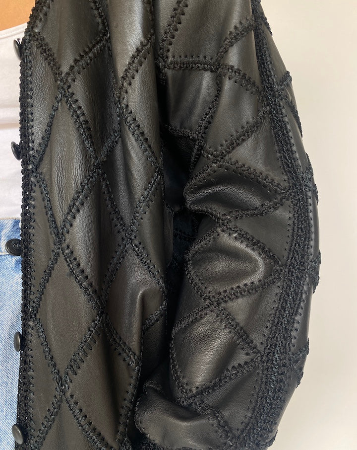 VINTAGE OVERSIZED CROCHET LEATHER JACKET 3301