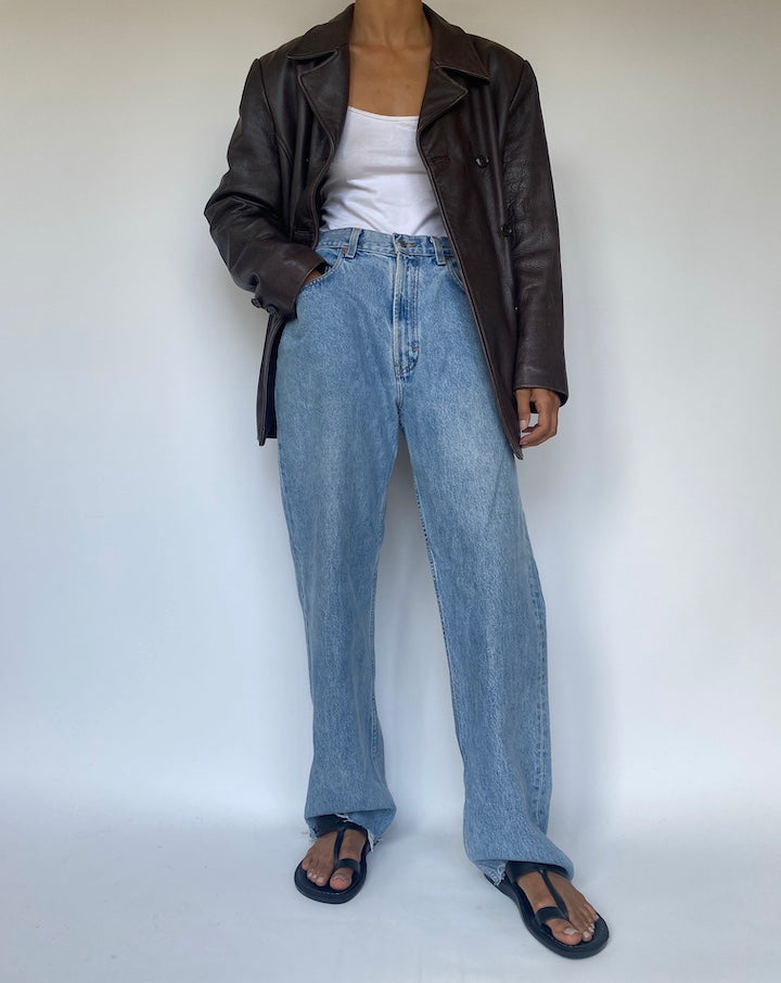 VINTAGE DARK BROWN LEATHER JACKET 3302