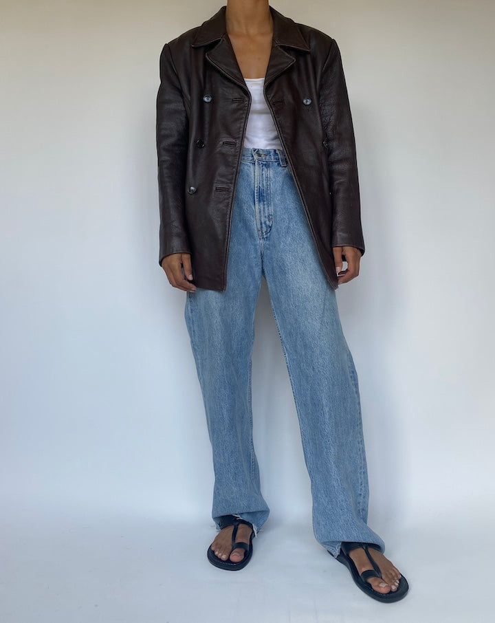 VINTAGE DARK BROWN LEATHER JACKET 3302