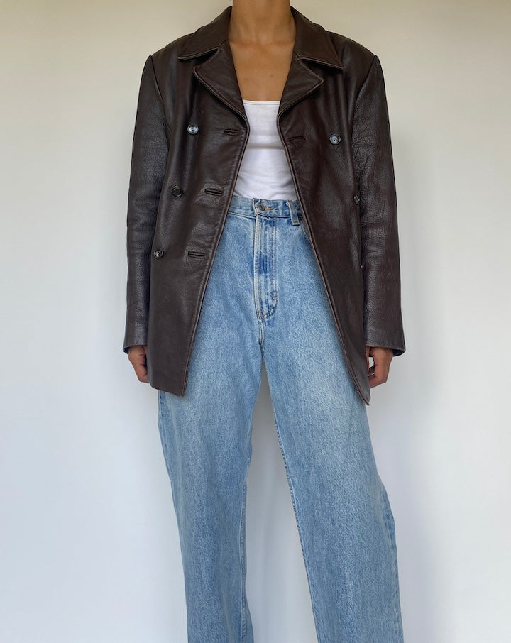 VINTAGE DARK BROWN LEATHER JACKET 3302