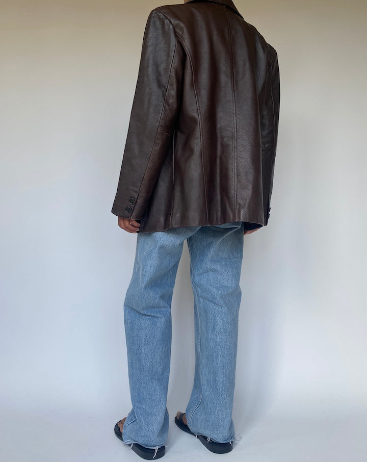 VINTAGE DARK BROWN LEATHER JACKET 3302