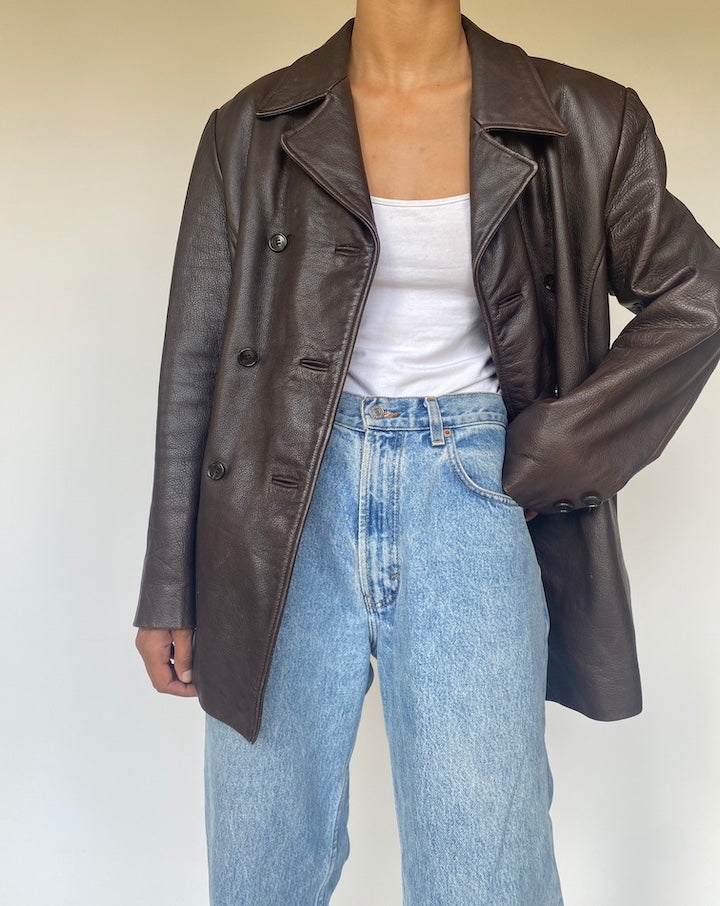 VINTAGE DARK BROWN LEATHER JACKET 3302