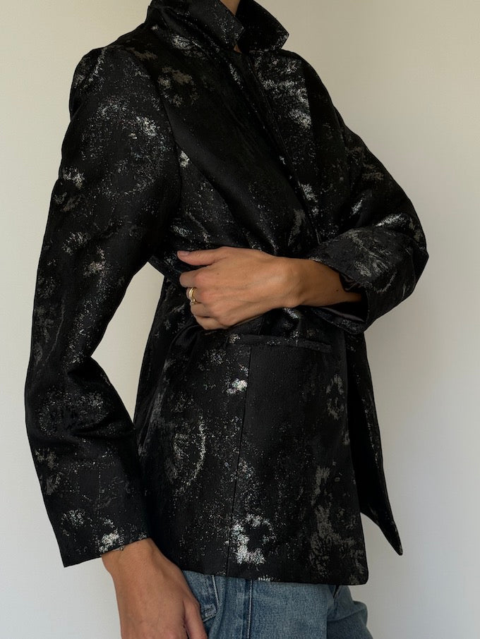 Vintage Floral Jacket Metallic & Black