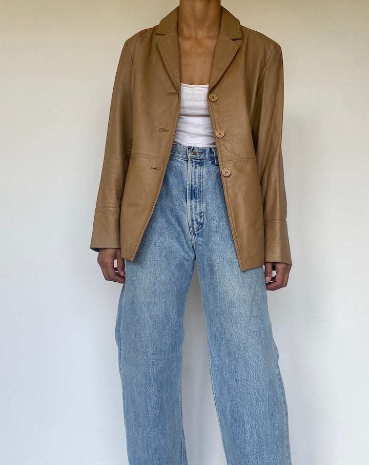 VINTAGE BEIGE LEATHER JACKET 3303