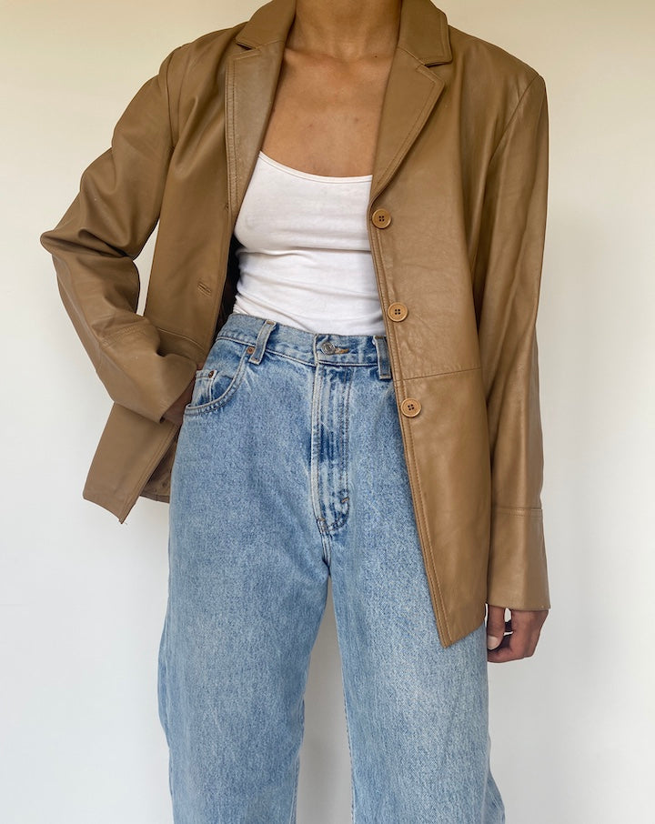VINTAGE BEIGE LEATHER JACKET 3303
