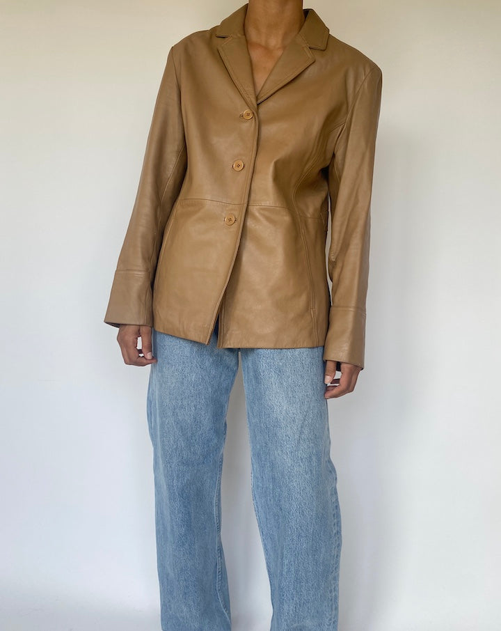 VINTAGE BEIGE LEATHER JACKET 3303
