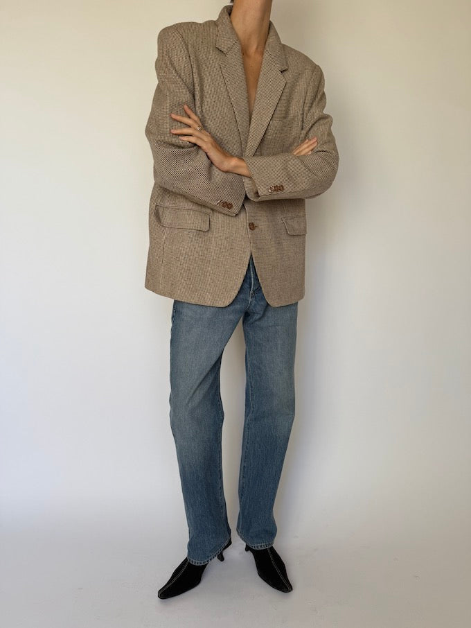 Vintage Micro-Check Blazer Taupe 6598
