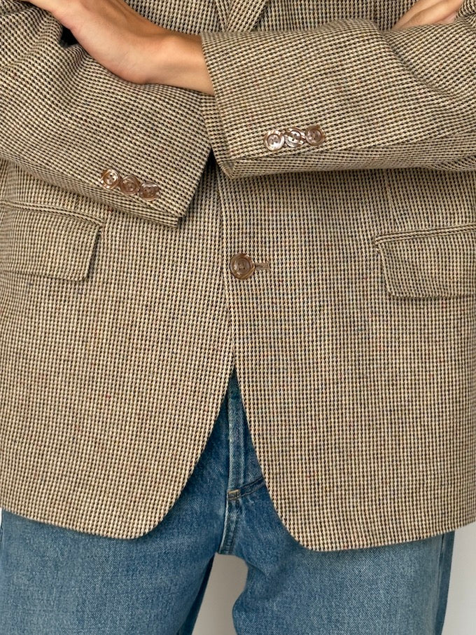 Vintage Micro-Check Blazer Taupe 6598