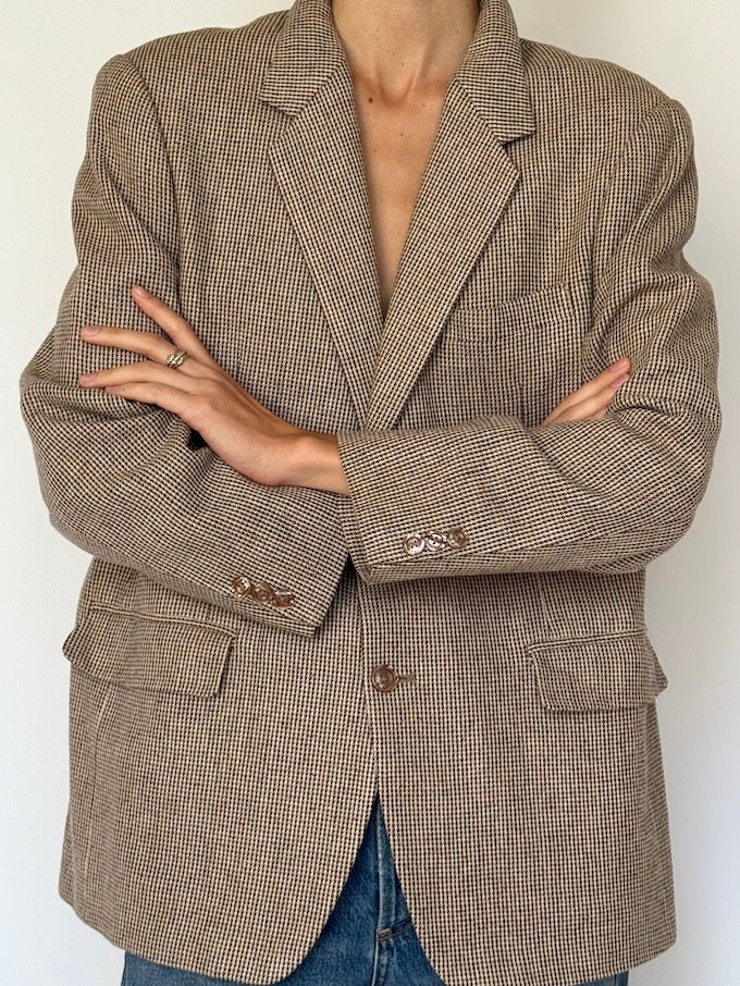 Vintage Micro-Check Blazer Taupe 6598