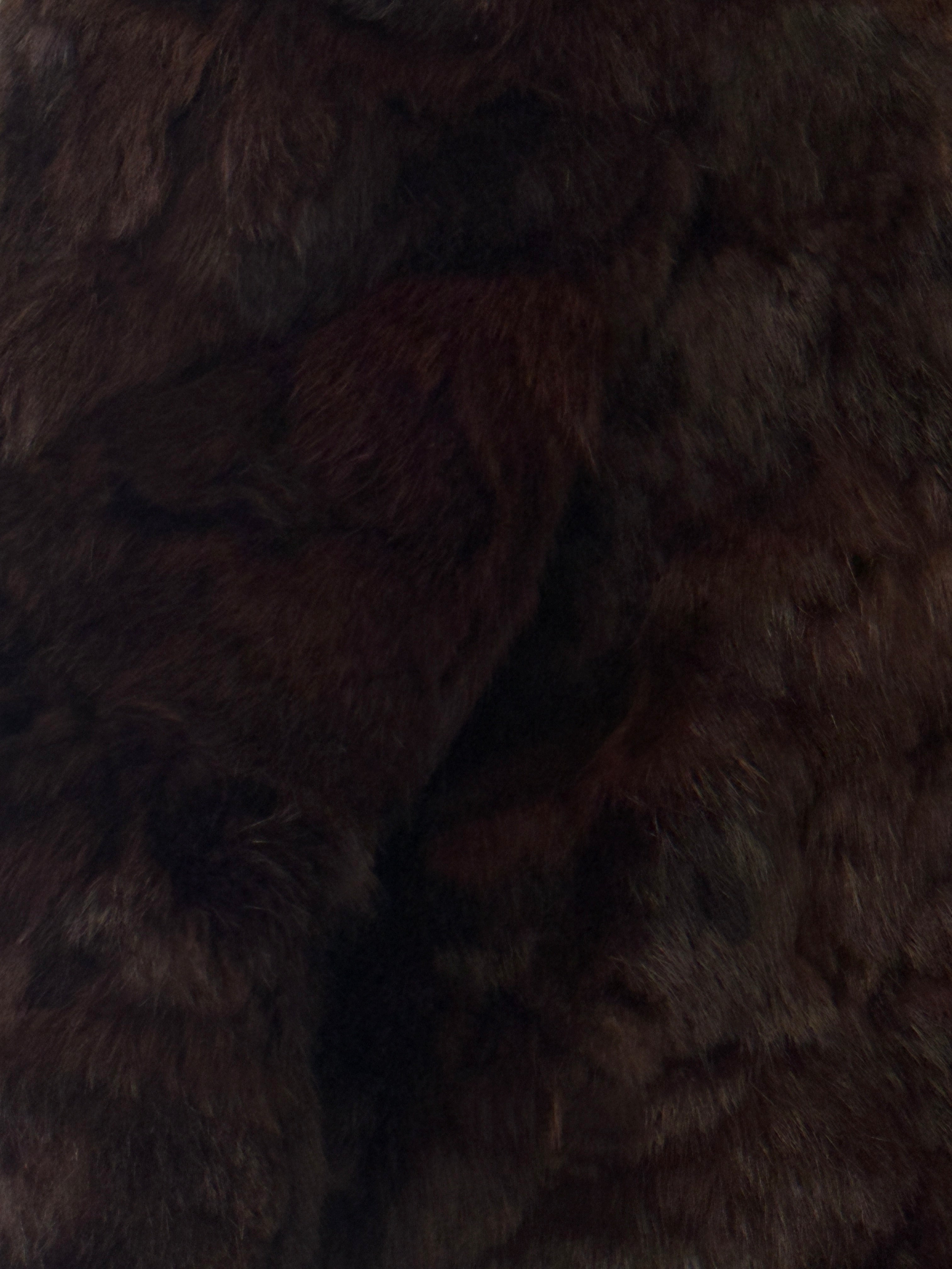 Close-up of brown vintage fur jacket texture and natural sheen
