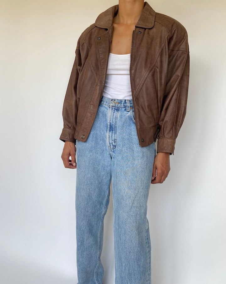 VINTAGE BROWN LEATHER JACKET 3305